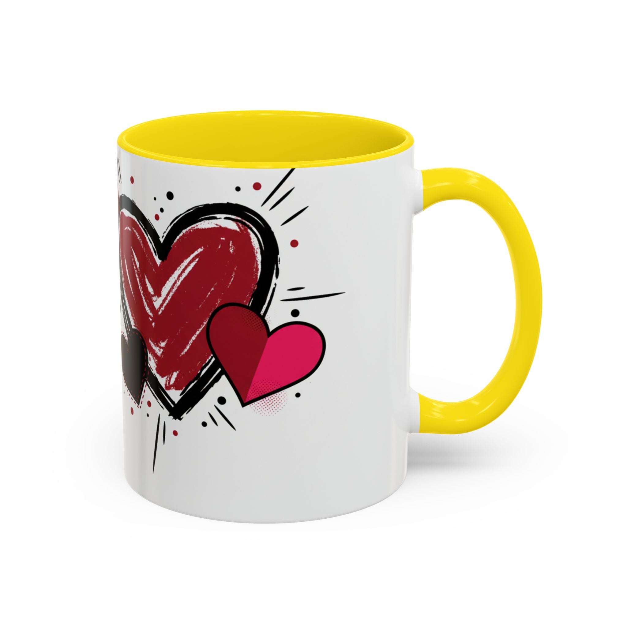 Hand-Drawn Hearts Accent Coffee Mug – Romantic Valentine’s Day Gift (11/15oz)