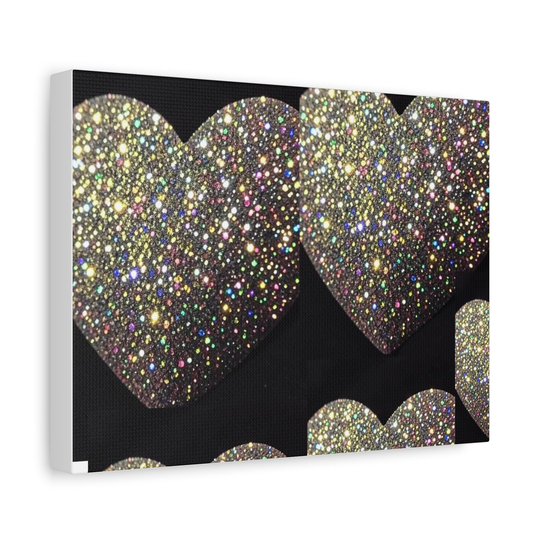 Glitter Heart Canvas Print — Sparkling Gold Hearts Wall Art