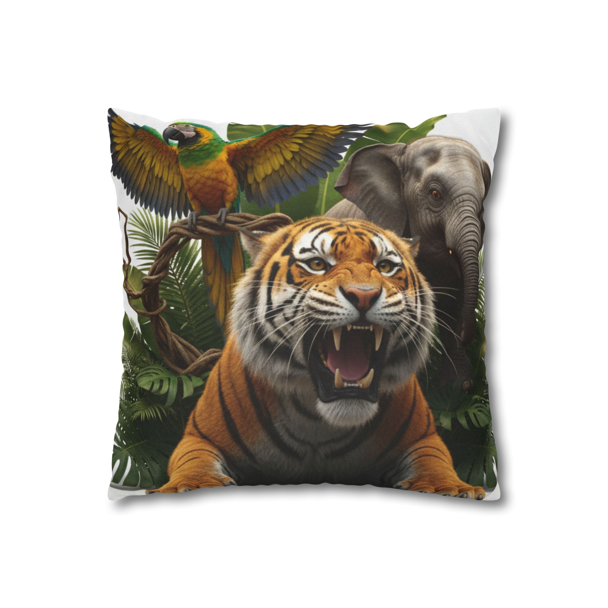 Jungle Safari Tiger & Elephant Decorative Pillowcase