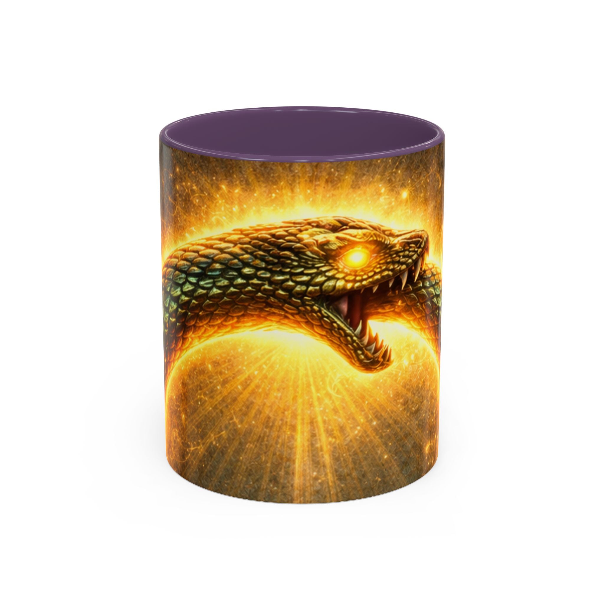 Ouroboros Serpent Accent Coffee Mug — Fiery Mythic Snake Design (11/15oz)