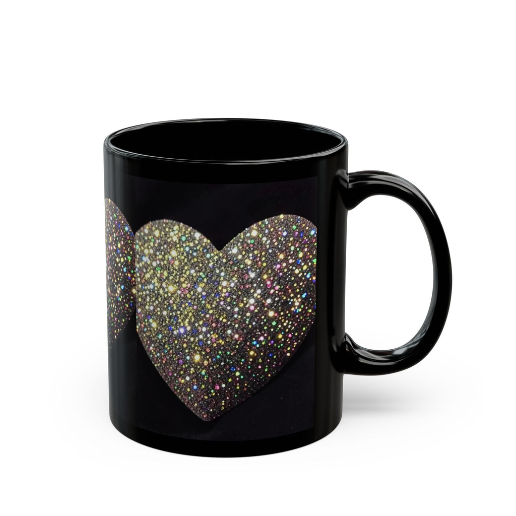 Black Glitter Heart Mug — Sparkling Heart Coffee Cup (11oz, 15oz)