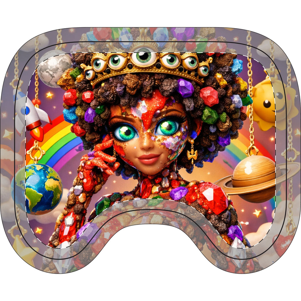 Psychedelic Gem Goddess Toilet Set — 3-Piece Bathroom Mat & Lid Cover