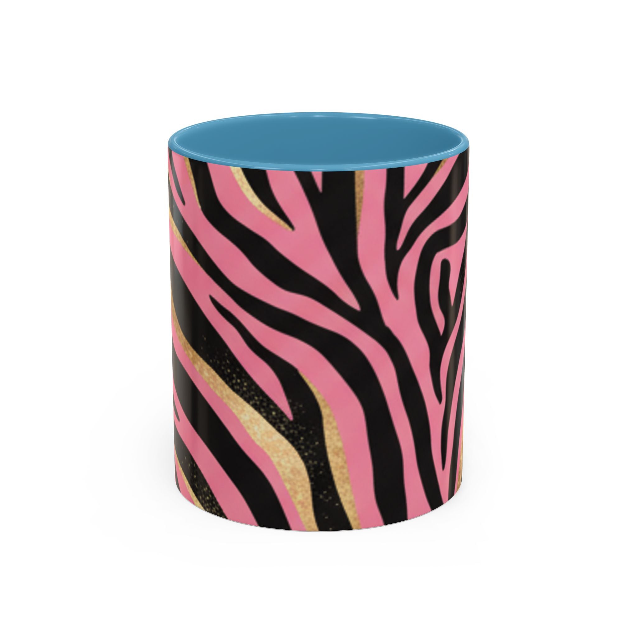 Pink & Gold Zebra Accent Coffee Mug — Stylish Animal Print Ceramic Mug (11/15oz)
