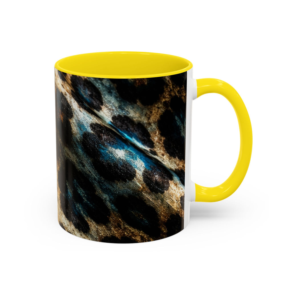 Teal Leopard Accent Coffee Mug — Bold Animal Print Ceramic Mug (11/15 oz)