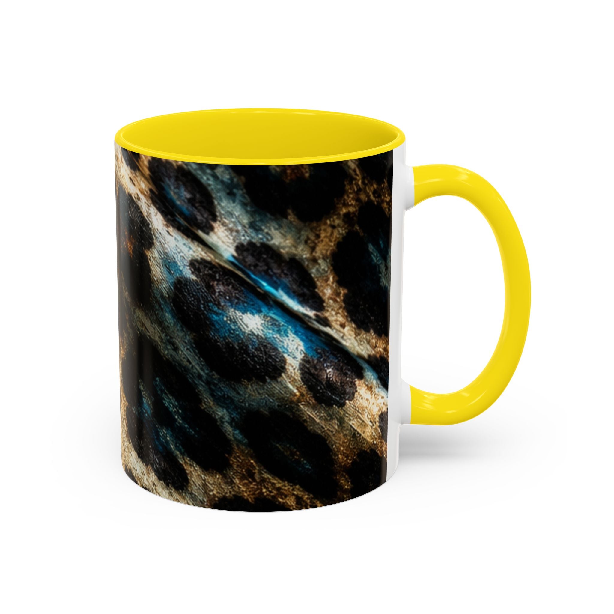 Teal Leopard Accent Coffee Mug — Bold Animal Print Ceramic Mug (11/15 oz)