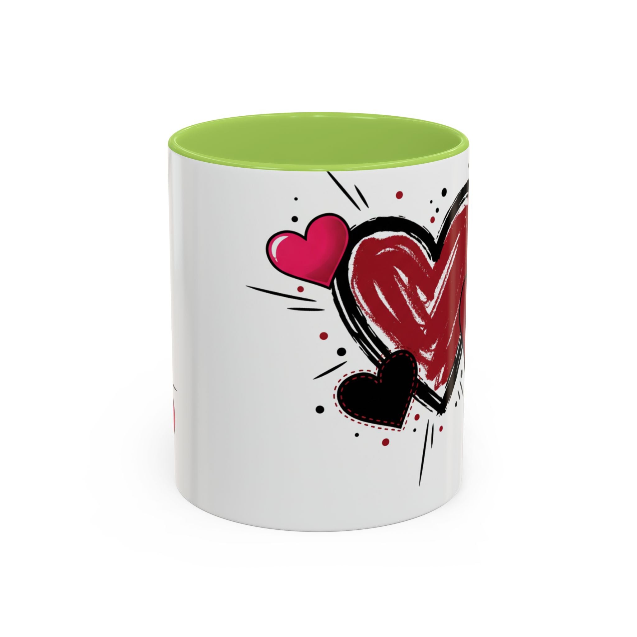 Hand-Drawn Hearts Accent Coffee Mug – Romantic Valentine’s Day Gift (11/15oz)