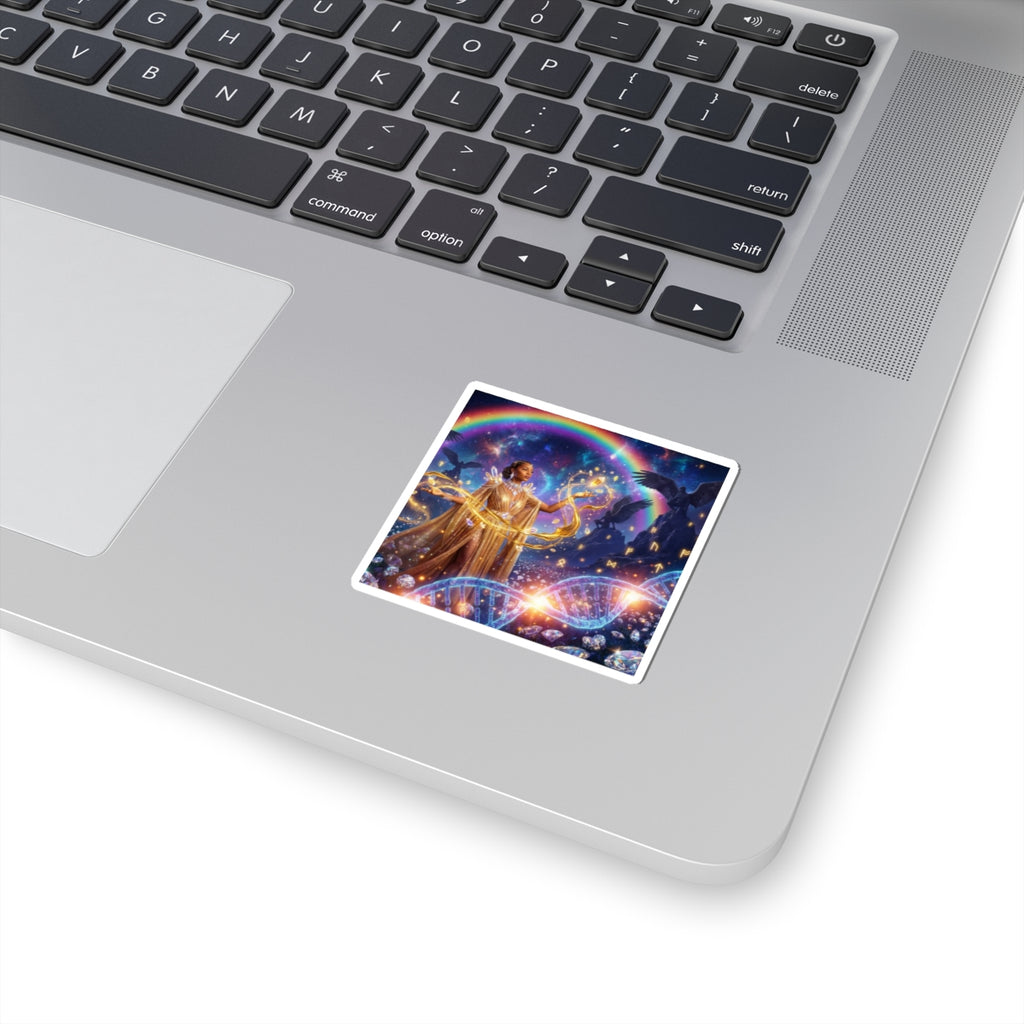 Mystic Rainbow Guardian Sticker — Magical Cosmic Fantasy Kiss-Cut Decal