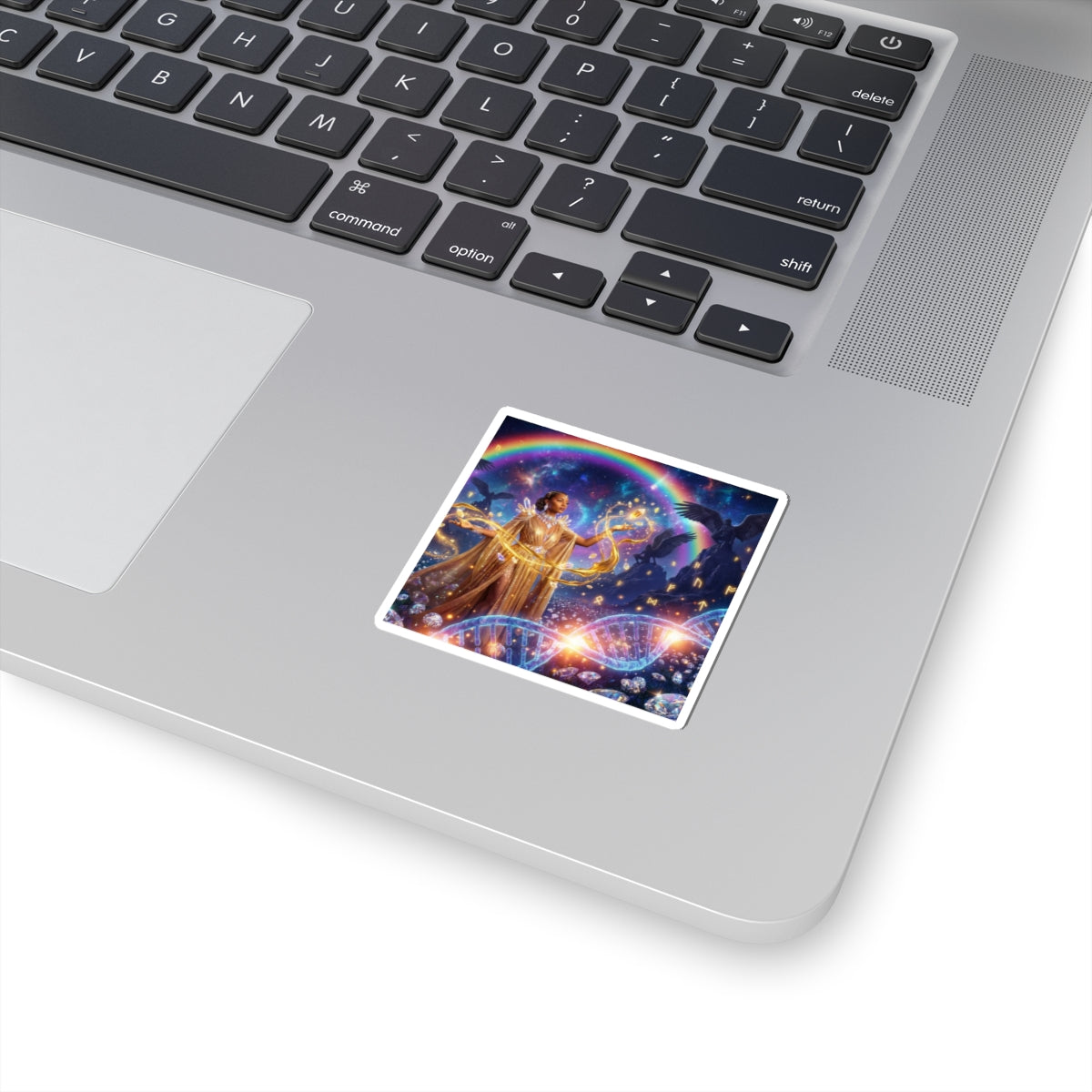 Mystic Rainbow Guardian Sticker — Magical Cosmic Fantasy Kiss-Cut Decal