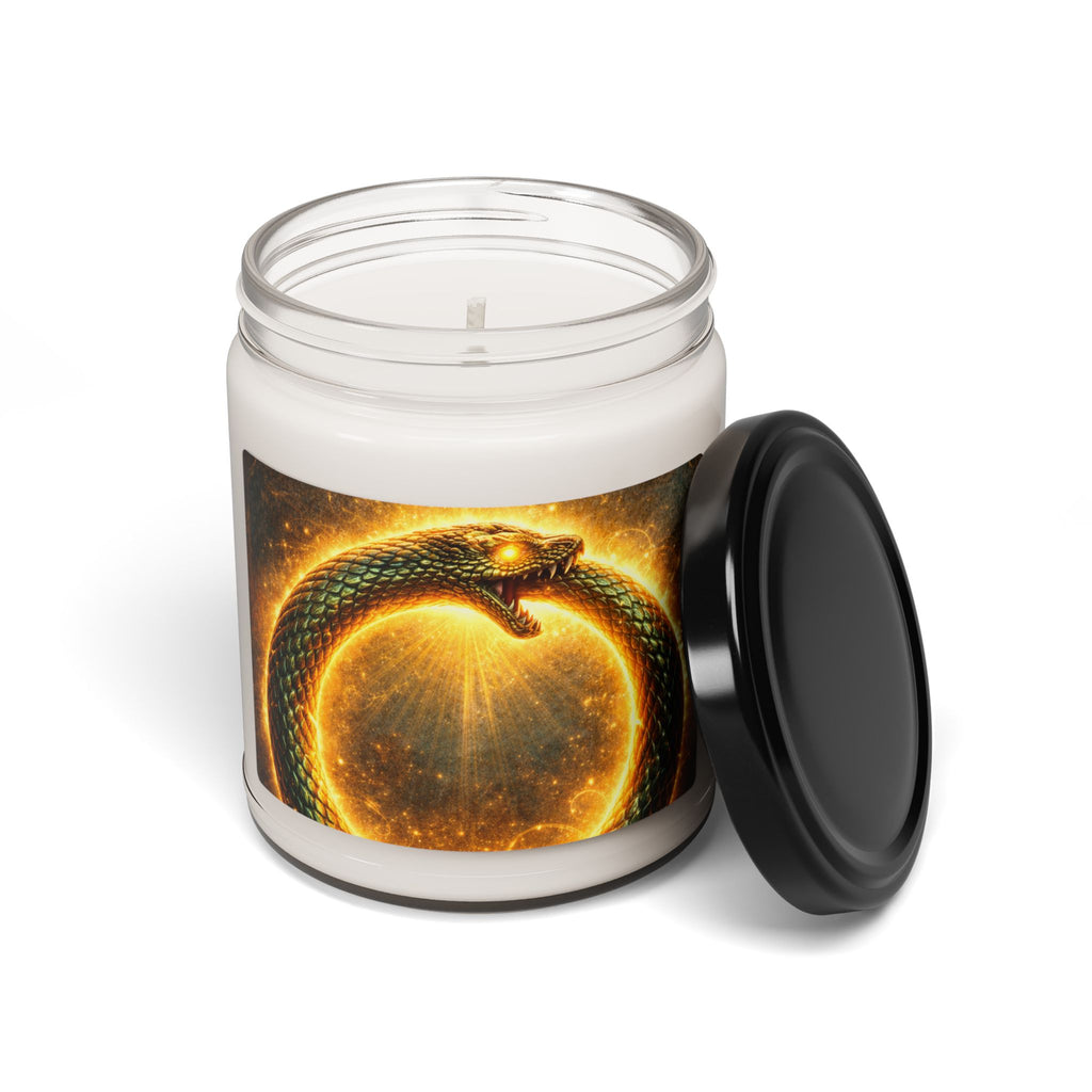 Ouroboros Soy Candle — 9oz Scented Jar Candle with Golden Serpent Design