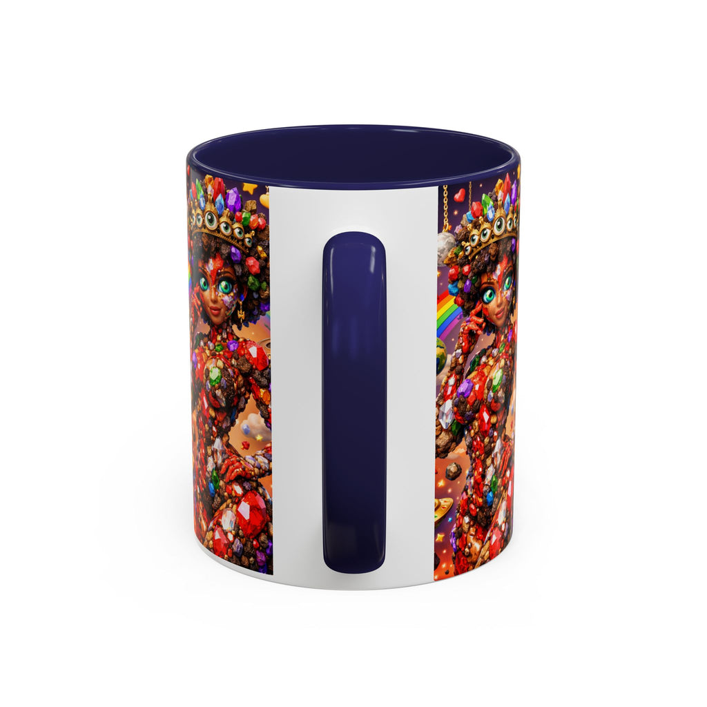 Celestial Candy Goddess Accent Coffee Mug — Colorful Cosmic Fantasy 11/15oz