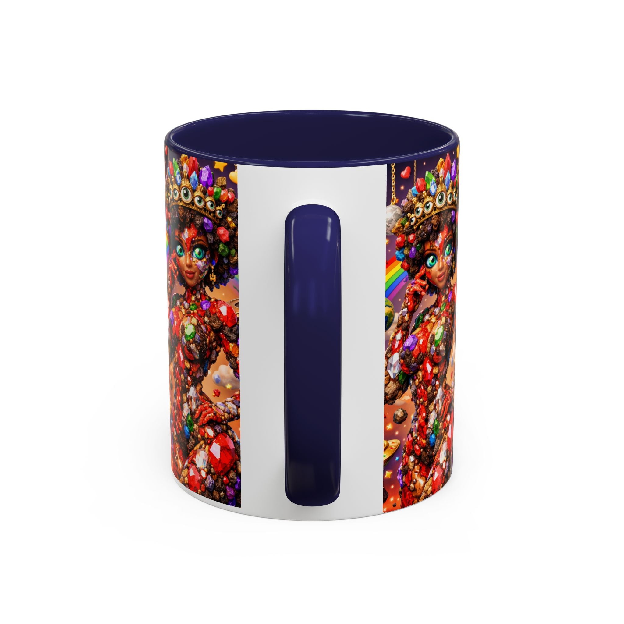 Celestial Candy Goddess Accent Coffee Mug — Colorful Cosmic Fantasy 11/15oz