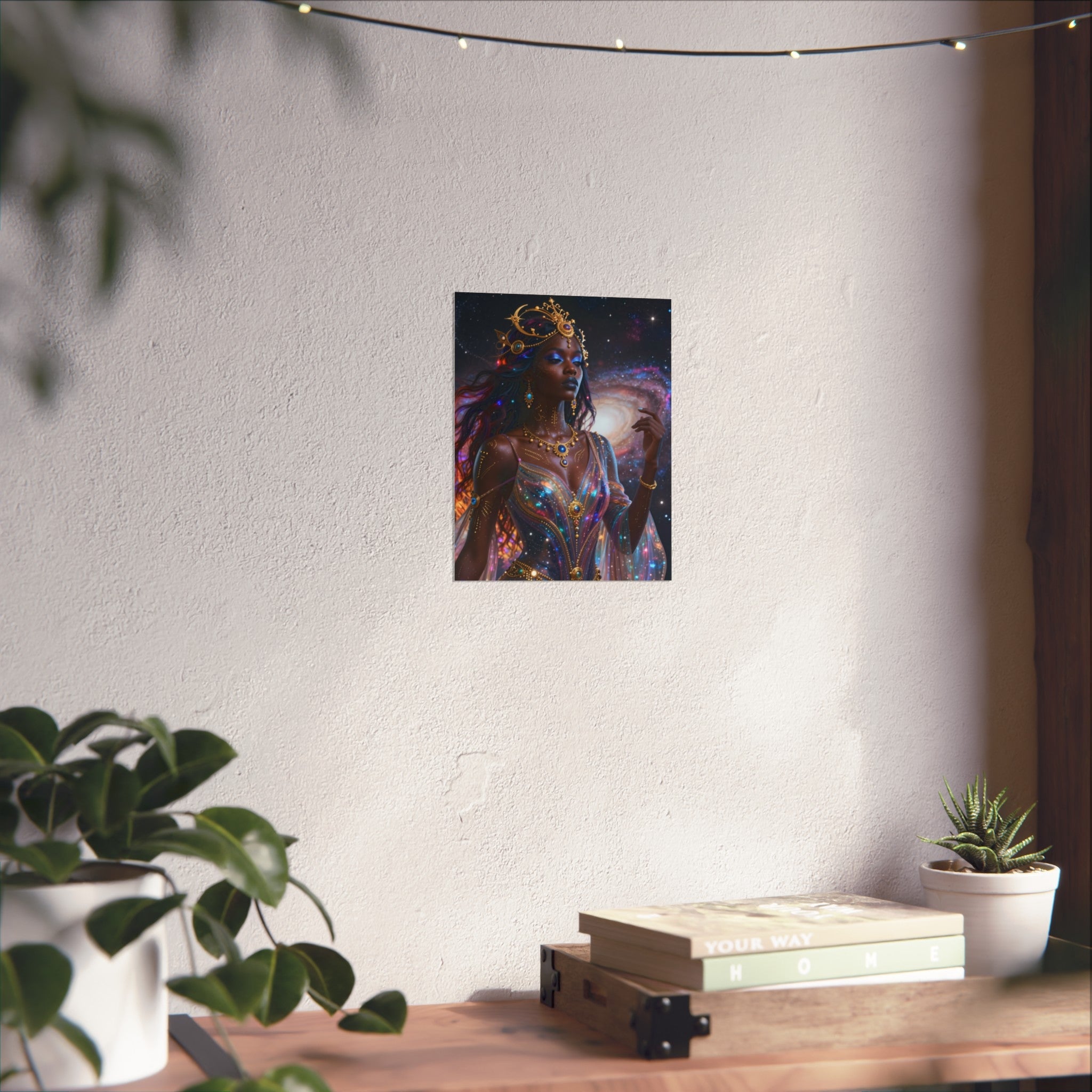 Goddess of the Galaxy Fine Art Poster — Cosmic Afro-Fantasy Wall Art