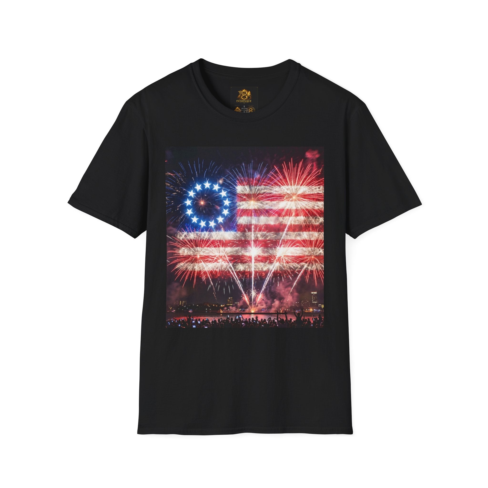 American Flag Fireworks T-Shirt — Betsy Ross Stars & Stripes Patriotic Tee for 4th of July