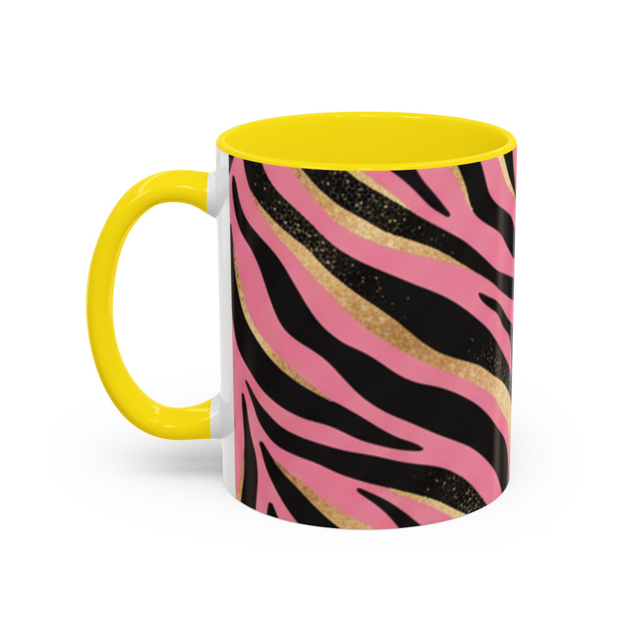 Pink & Gold Zebra Accent Coffee Mug — Stylish Animal Print Ceramic Mug (11/15oz)