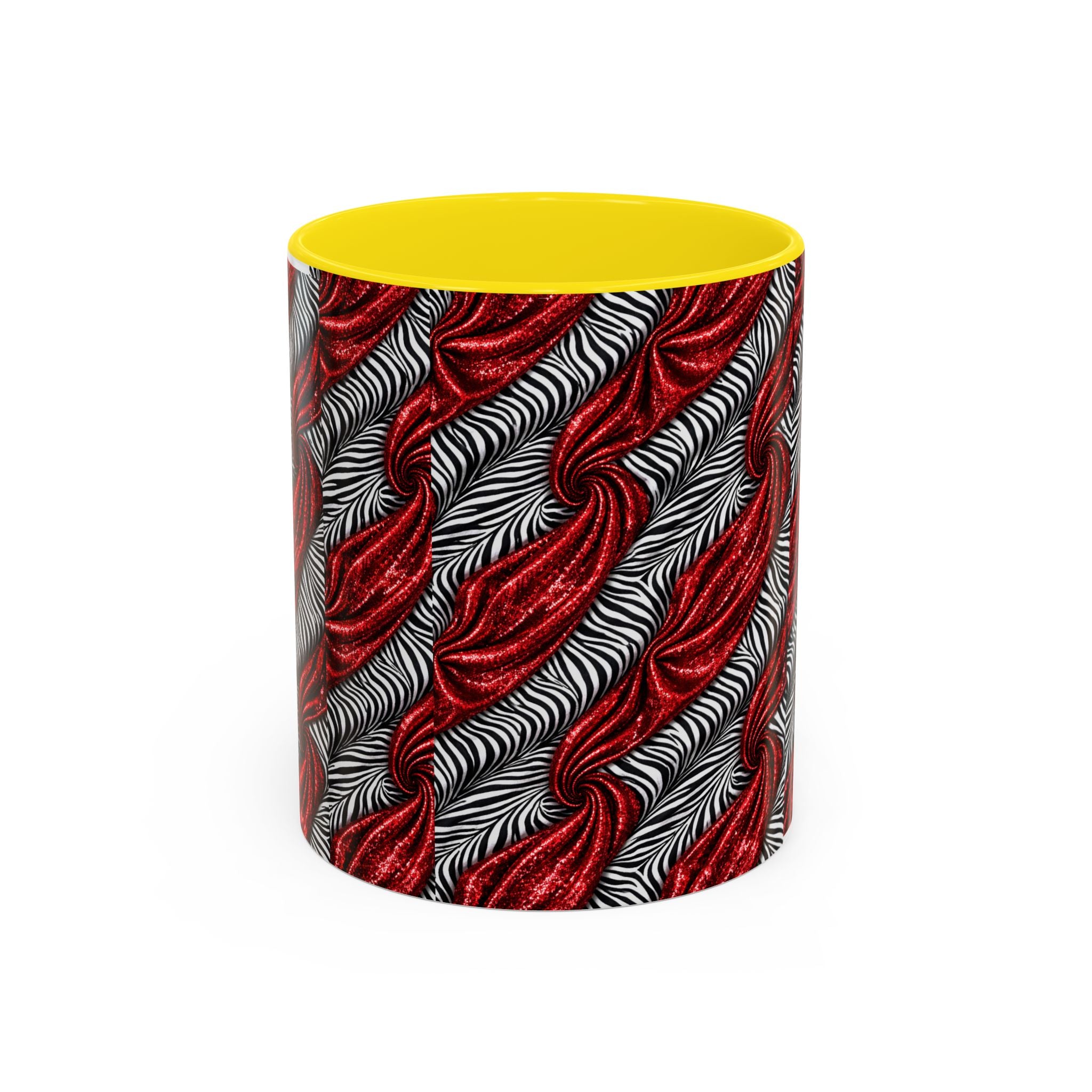 Red & Black Abstract Wave Accent Coffee Mug — Bold Patterned 11/15oz Ceramic
