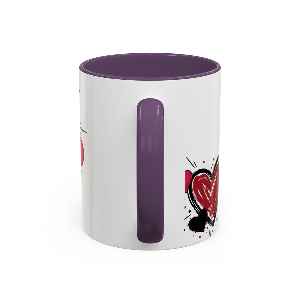 Hand-Drawn Hearts Accent Coffee Mug – Romantic Valentine’s Day Gift (11/15oz)
