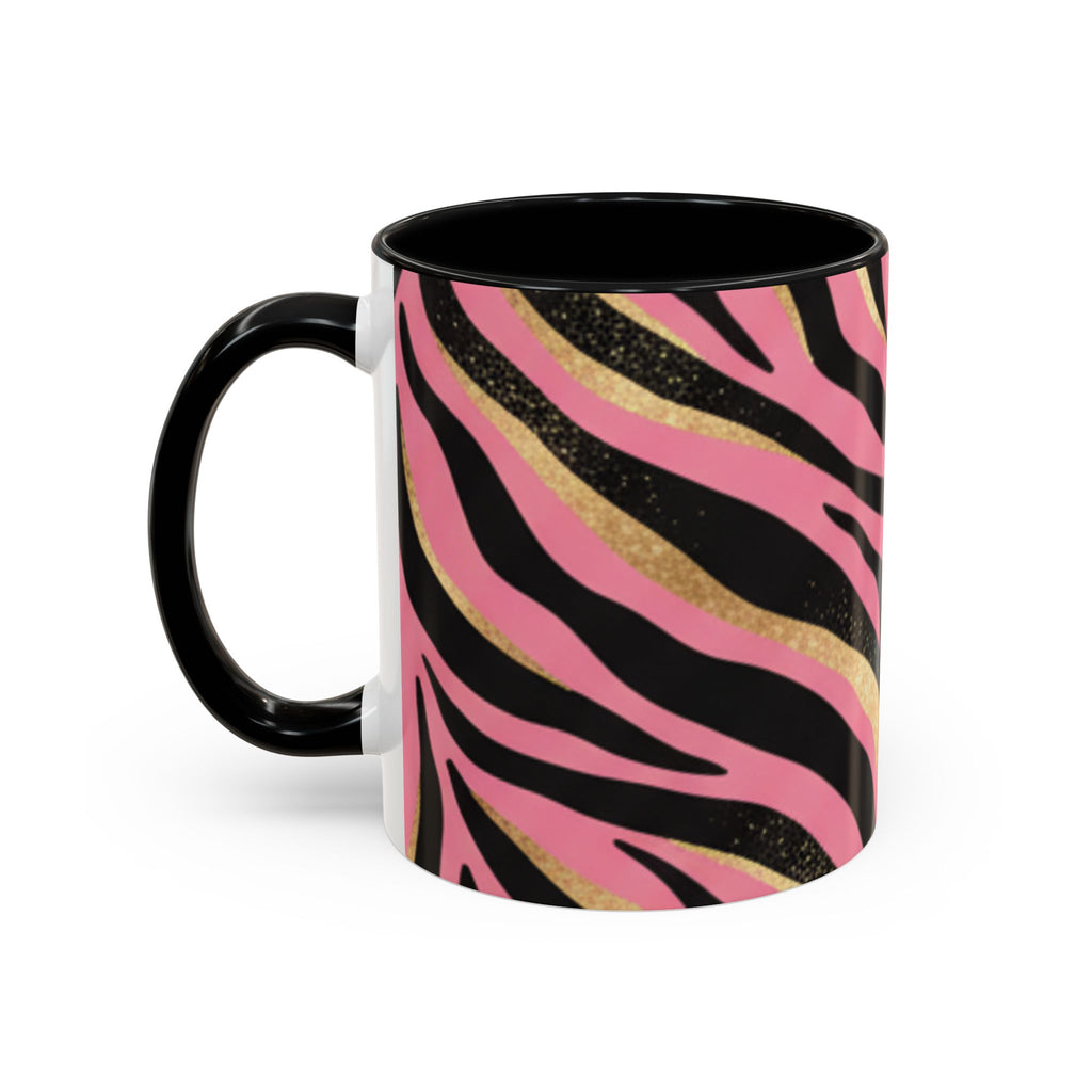 Pink & Gold Zebra Accent Coffee Mug — Stylish Animal Print Ceramic Mug (11/15oz)