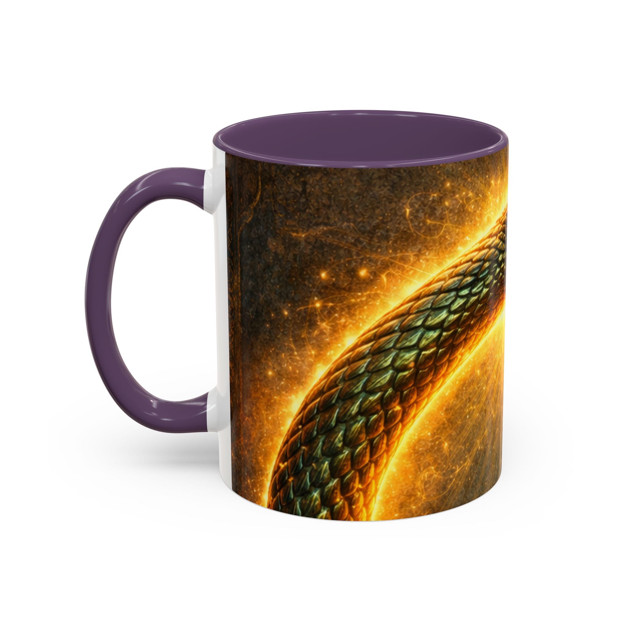 Ouroboros Serpent Accent Coffee Mug — Fiery Mythic Snake Design (11/15oz)