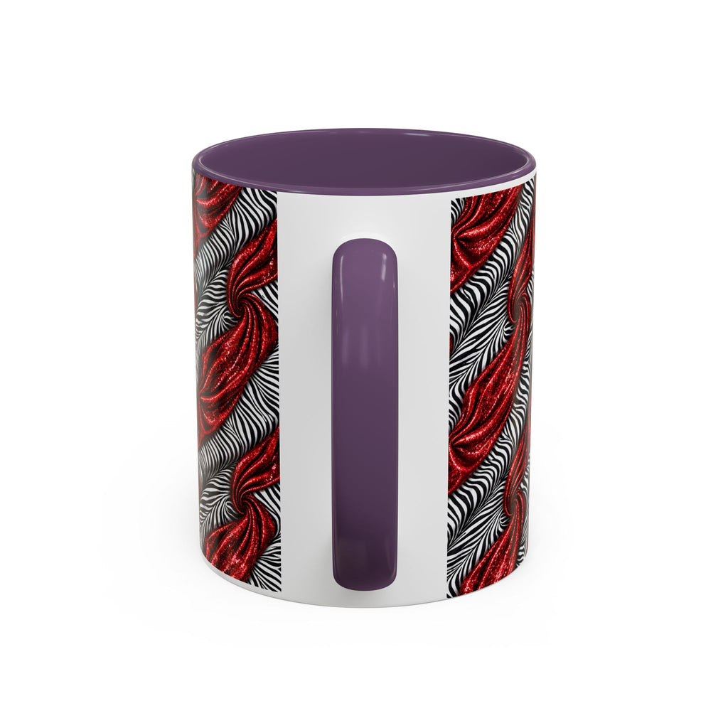 Red & Black Abstract Wave Accent Coffee Mug — Bold Patterned 11/15oz Ceramic