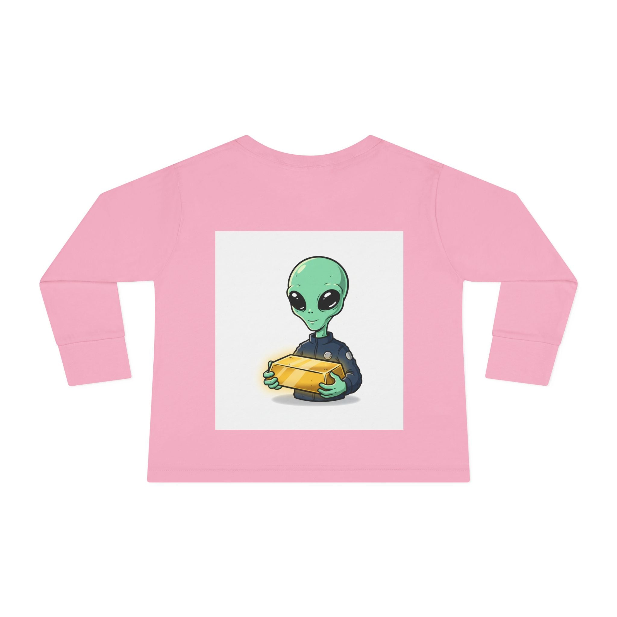 Alien Holding Gold Bar Toddler Long Sleeve Tee