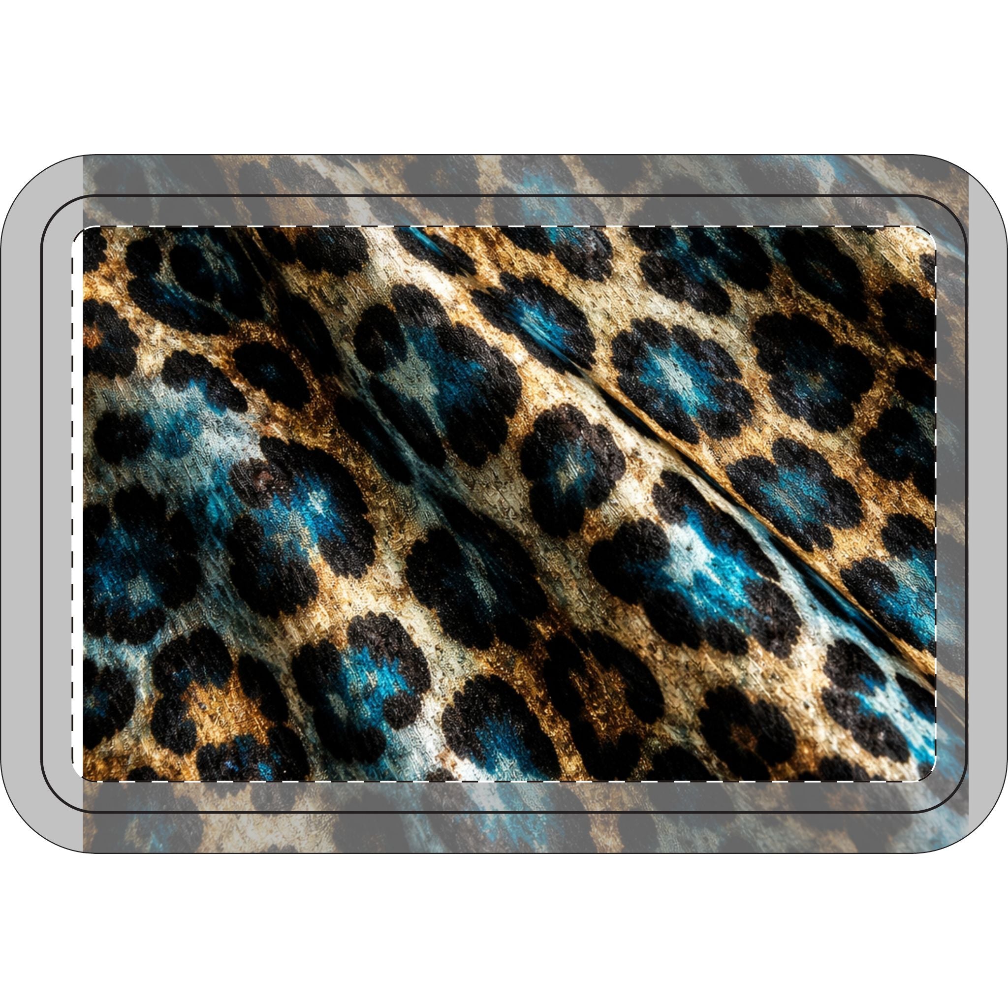 Leopard Print Toilet 3-Piece Bath Set — Blue Accent Bathroom Rug & Lid Cover