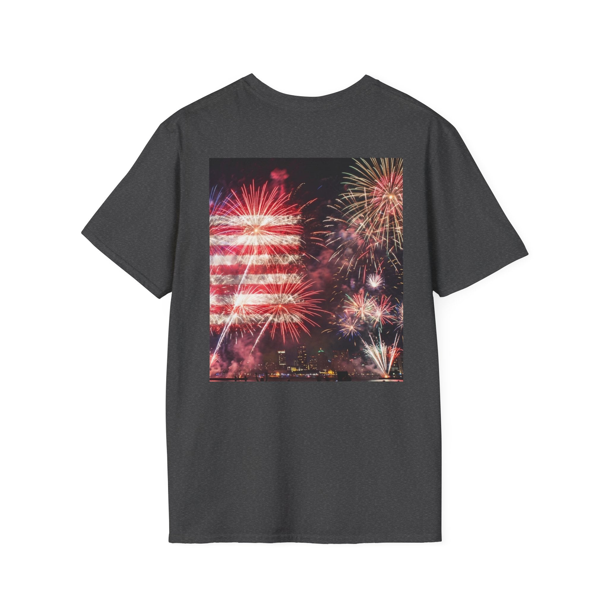 American Flag Fireworks T-Shirt — Betsy Ross Stars & Stripes Patriotic Tee for 4th of July