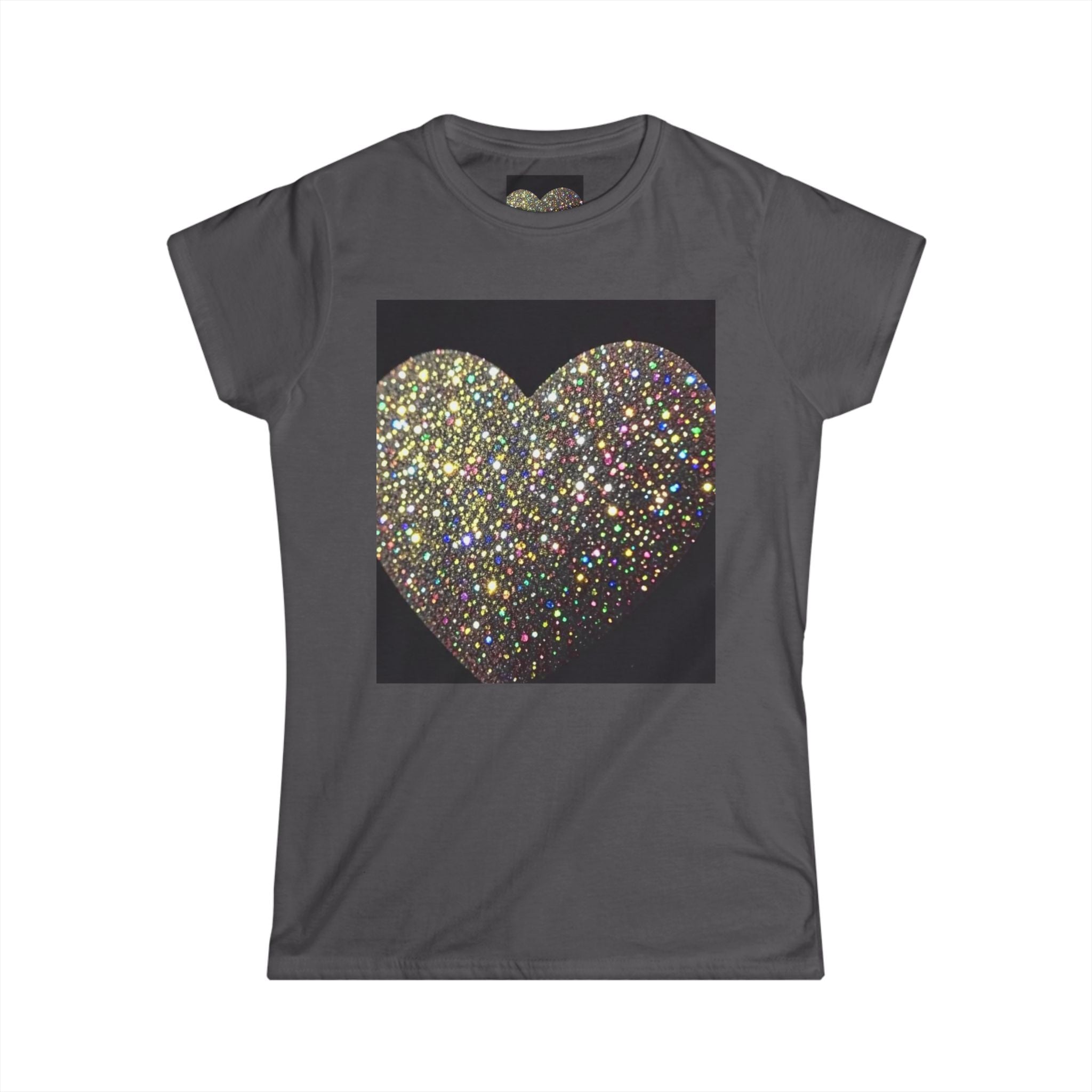 Glitter Heart Tee — Sparkling Sequin Heart Graphic Women's T-Shirt