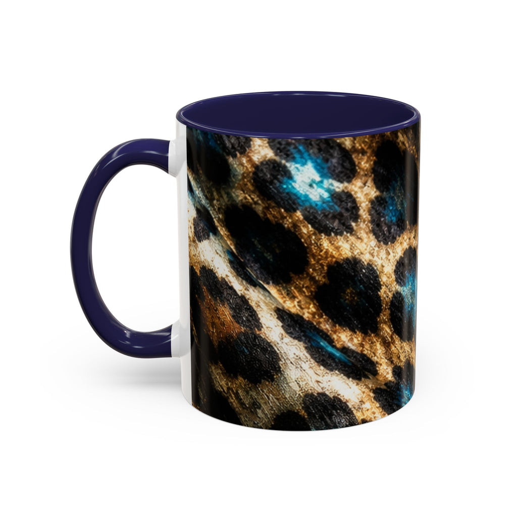 Teal Leopard Accent Coffee Mug — Bold Animal Print Ceramic Mug (11/15 oz)