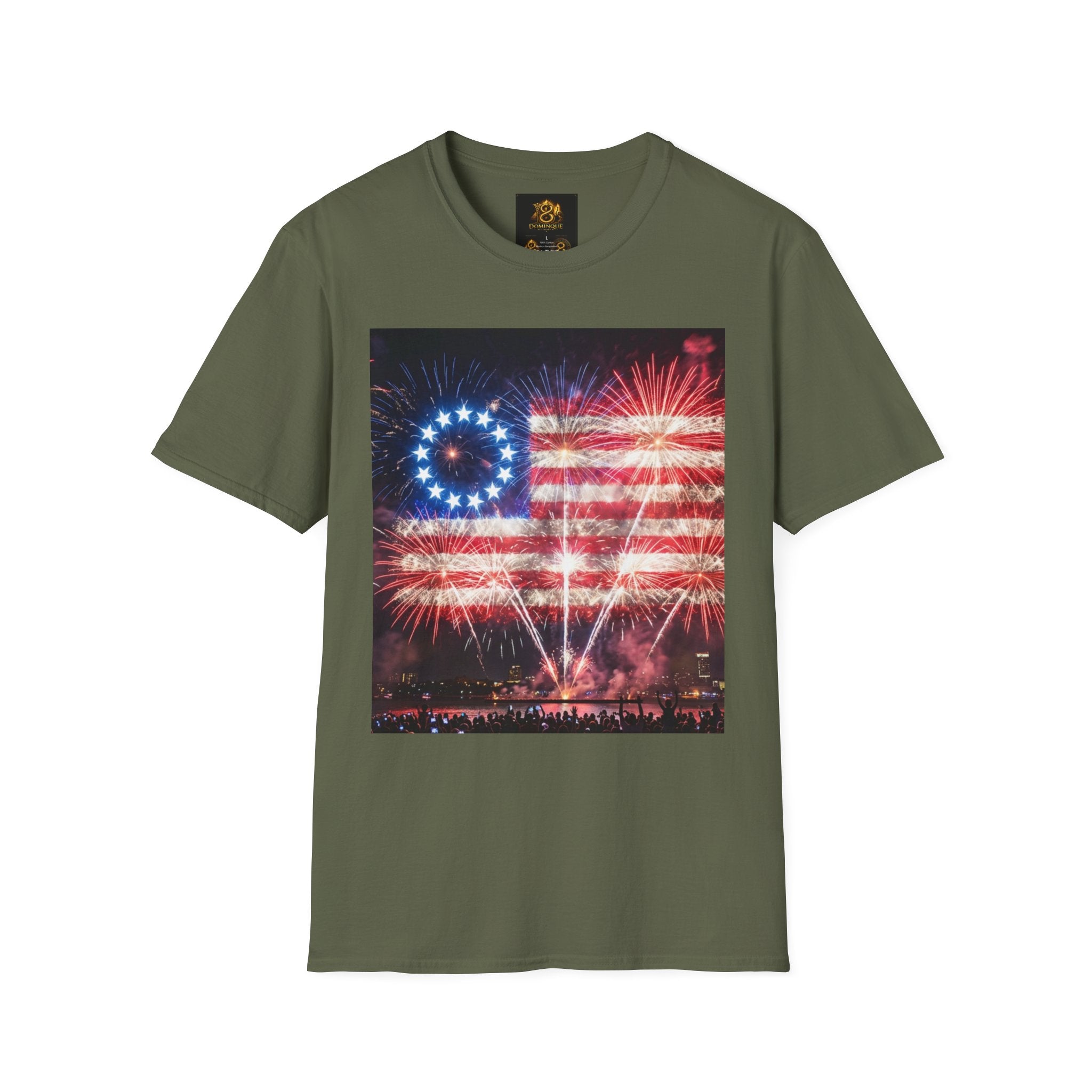 American Flag Fireworks T-Shirt — Betsy Ross Stars & Stripes Patriotic Tee for 4th of July