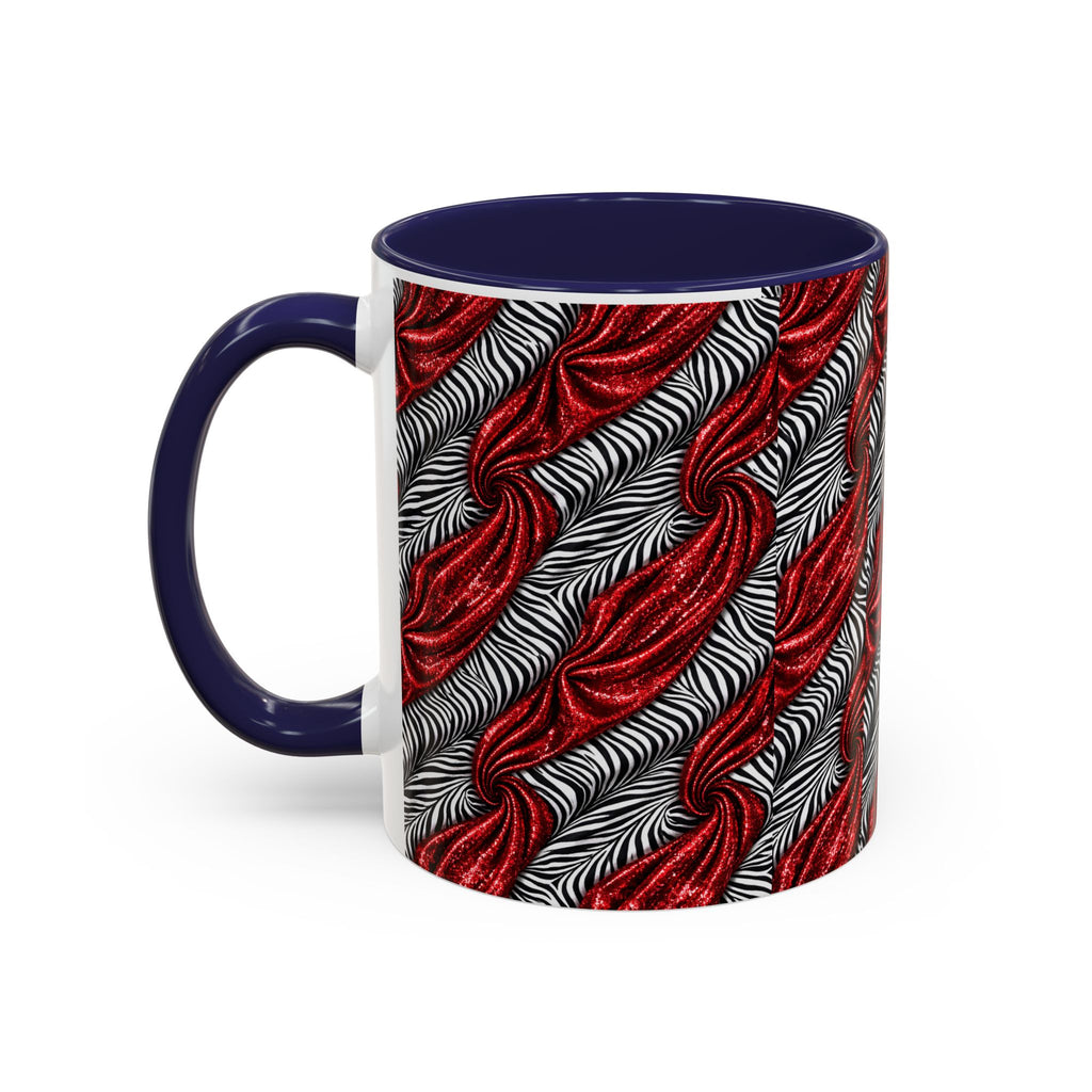 Red & Black Abstract Wave Accent Coffee Mug — Bold Patterned 11/15oz Ceramic