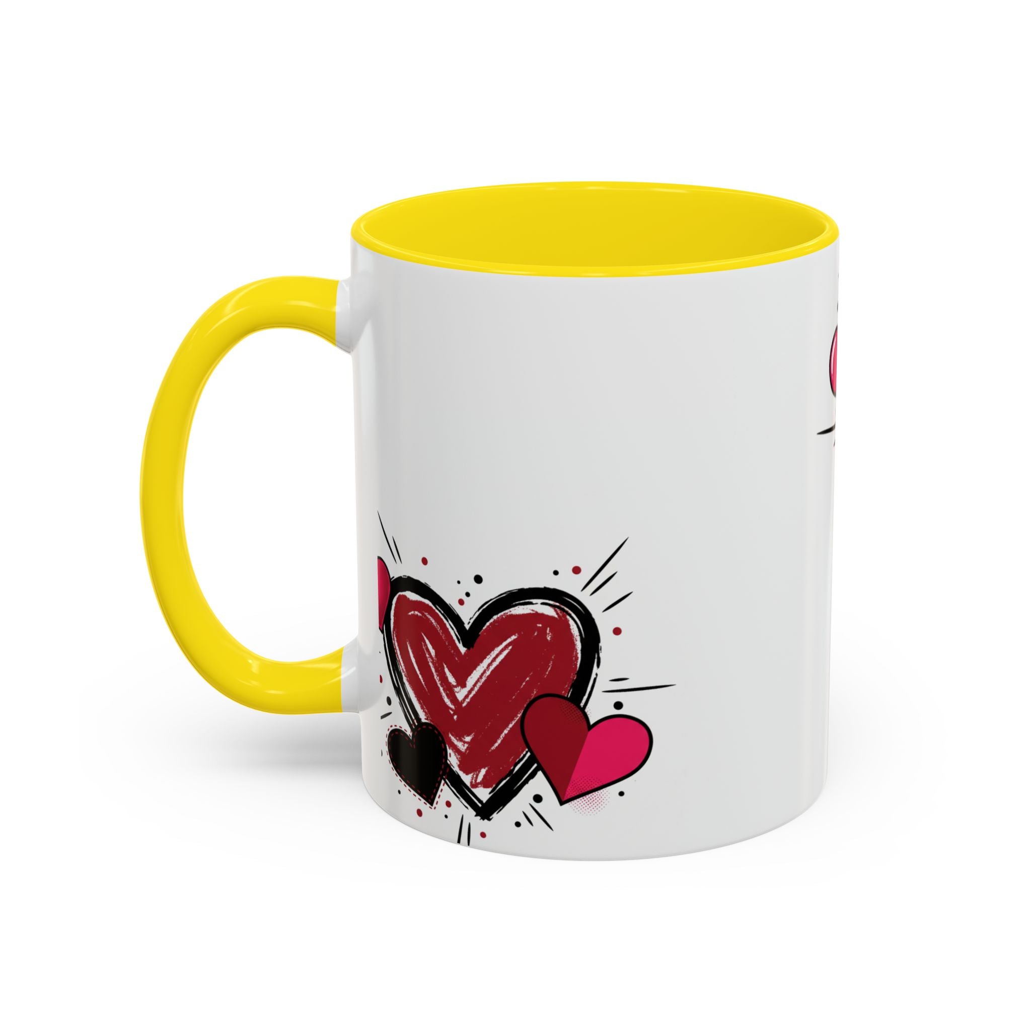Hand-Drawn Hearts Accent Coffee Mug – Romantic Valentine’s Day Gift (11/15oz)