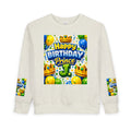 Toddler Sweatshirt — "Happy Birthday Prince J" Colorful Crown & Balloons Birthday Crew