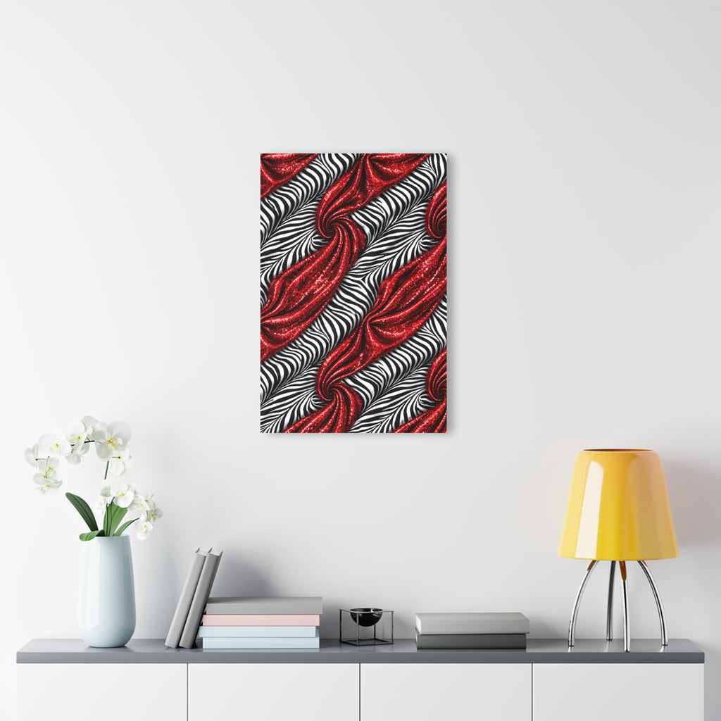 Red Glitter Zebra Swirl Acrylic Wall Art — Modern Abstract French Cleat Print