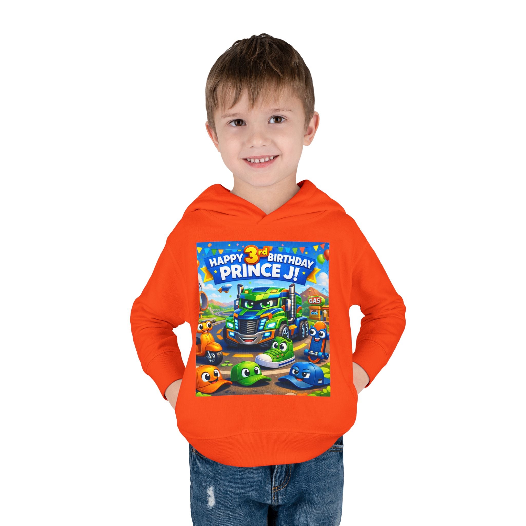Toddler Hoodie — Colorful Birthday Truck & Candy Party Kids Pullover
