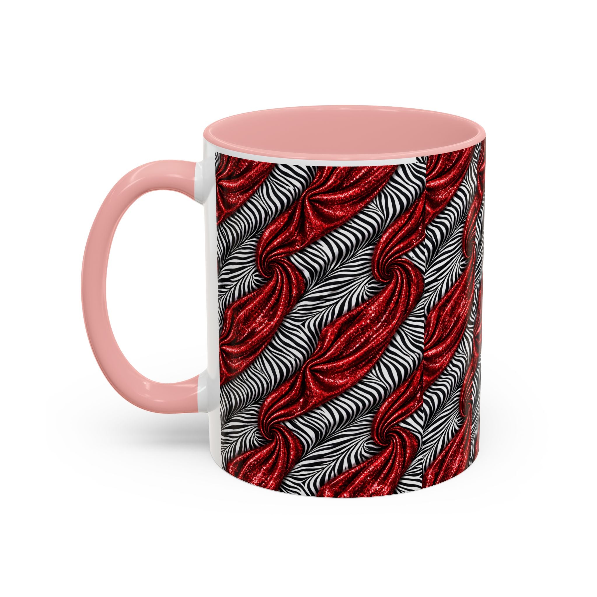 Red & Black Abstract Wave Accent Coffee Mug — Bold Patterned 11/15oz Ceramic