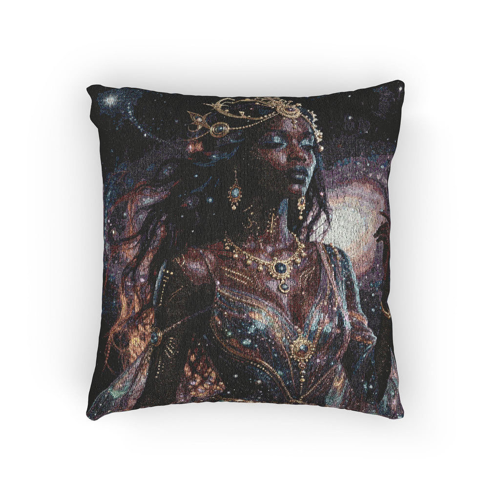 Mythic Goddess Woven Pillow — Fantasy Heroine Decorative Throw Pillow