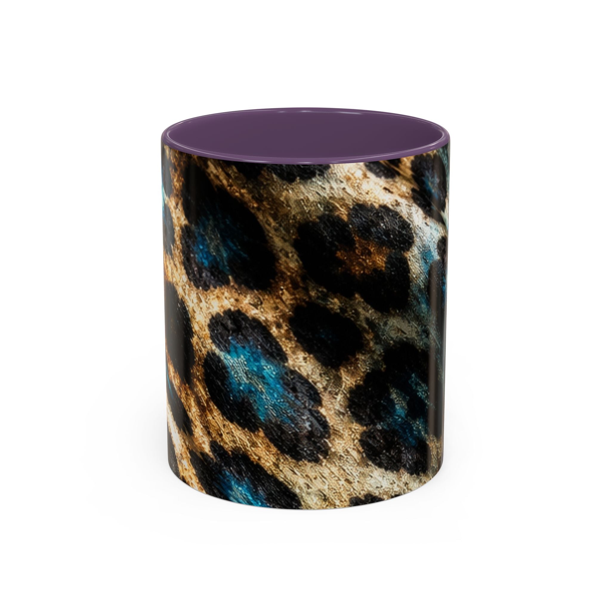 Teal Leopard Accent Coffee Mug — Bold Animal Print Ceramic Mug (11/15 oz)