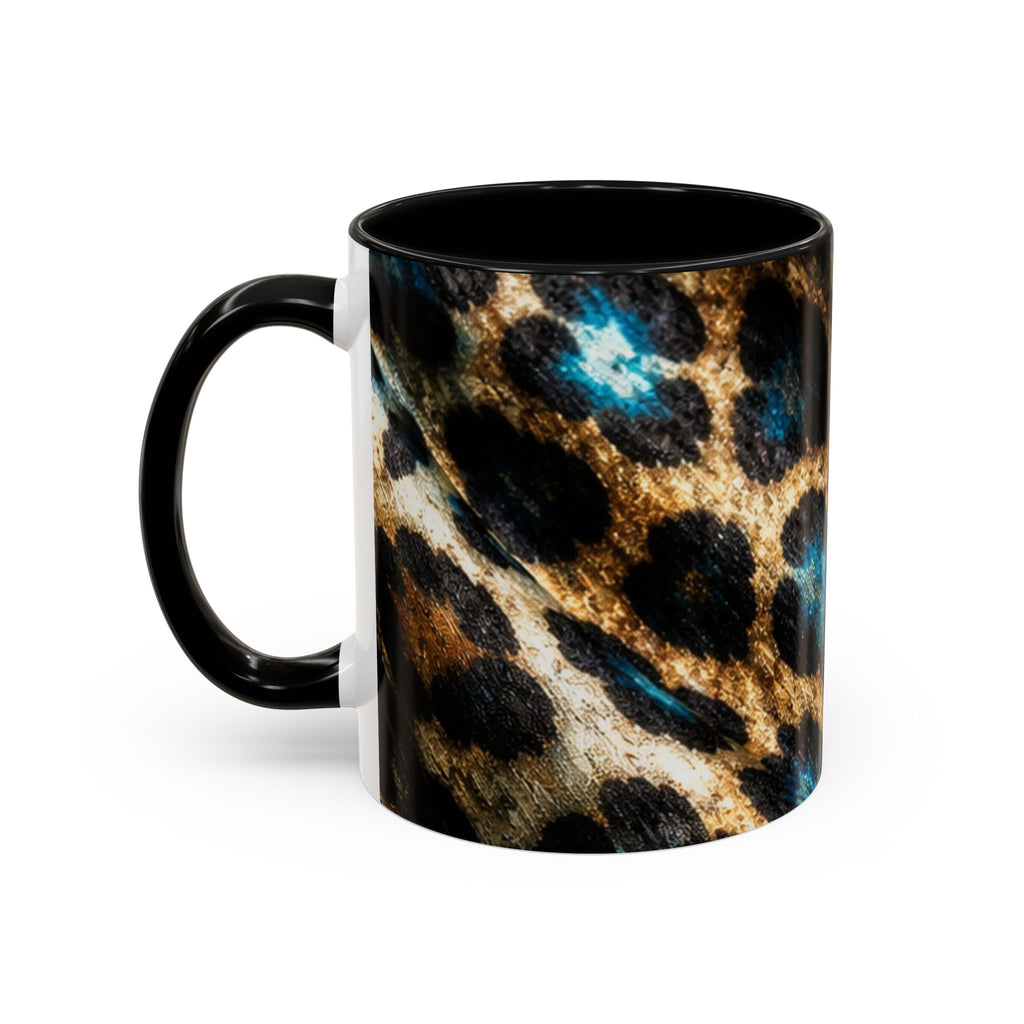 Teal Leopard Accent Coffee Mug — Bold Animal Print Ceramic Mug (11/15 oz)