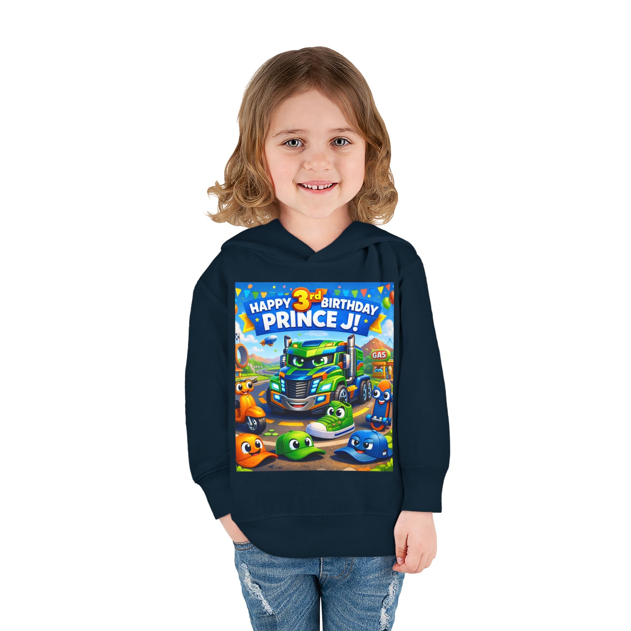 Toddler Hoodie — Colorful Birthday Truck & Candy Party Kids Pullover