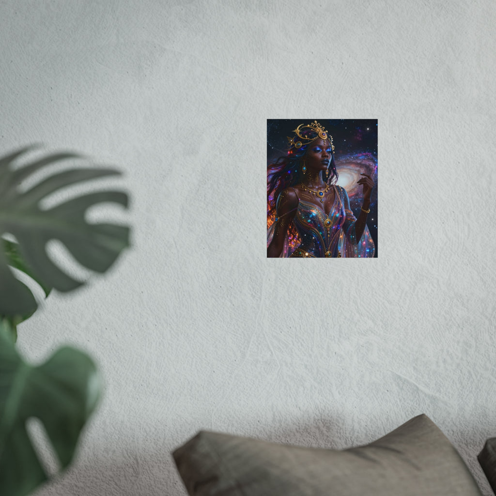 Goddess of the Galaxy Fine Art Poster — Cosmic Afro-Fantasy Wall Art
