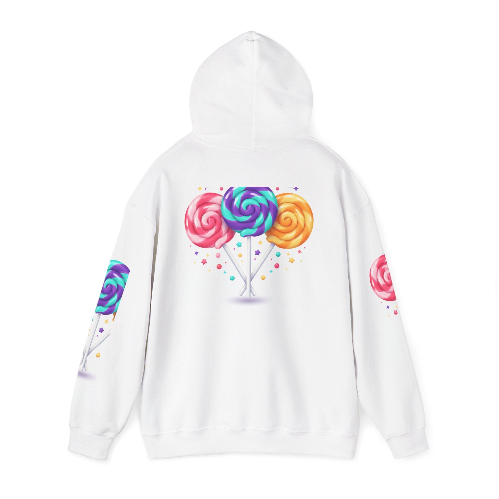 Lollipop Trio Hoodie – Colorful Candy Graphic Pullover