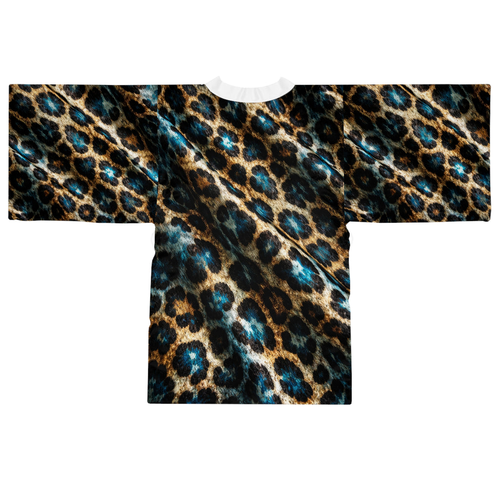 Leopard Print Kimono Robe — Long Sleeve AOP Lounge Jacket