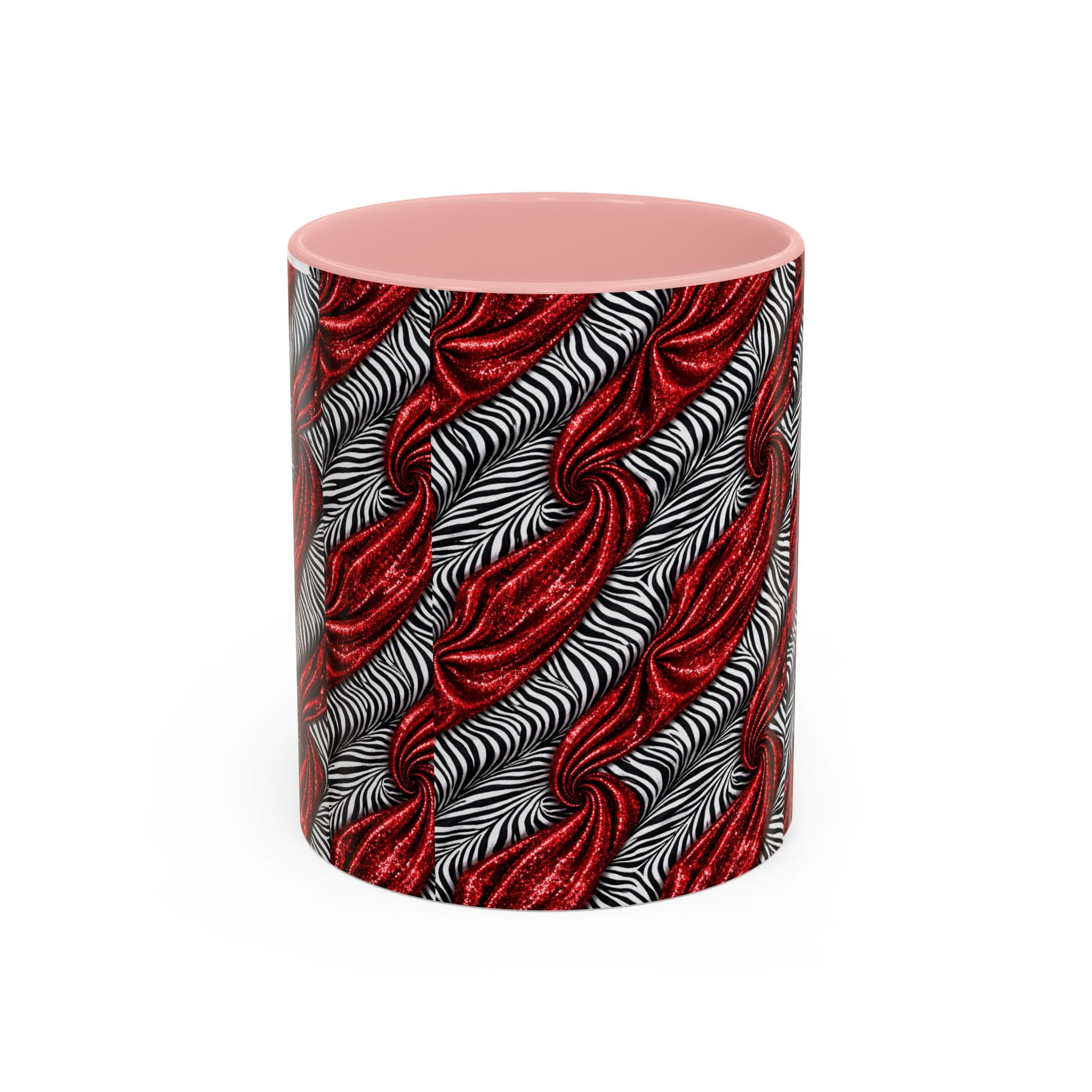 Red & Black Abstract Wave Accent Coffee Mug — Bold Patterned 11/15oz Ceramic