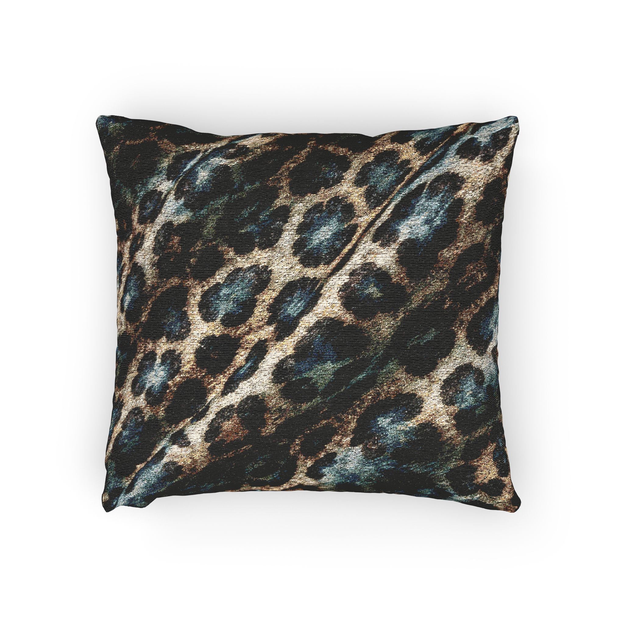 Leopard Print Woven Pillow — Textured Animal Print Decorative Cushion