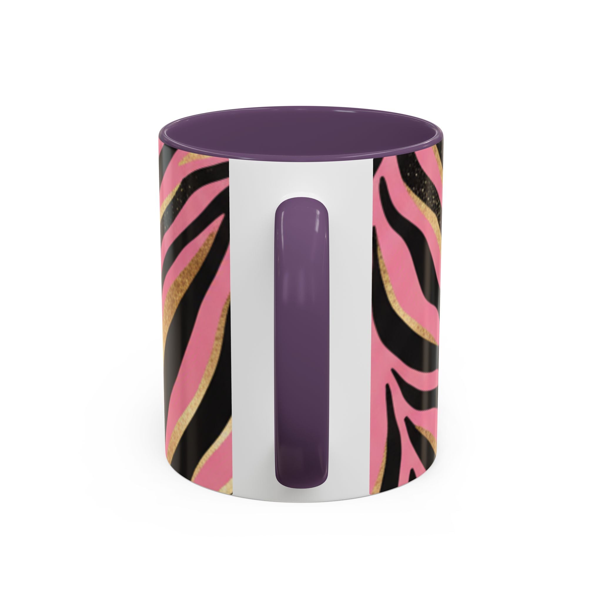 Pink & Gold Zebra Accent Coffee Mug — Stylish Animal Print Ceramic Mug (11/15oz)