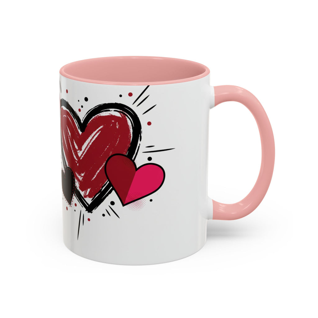 Hand-Drawn Hearts Accent Coffee Mug – Romantic Valentine’s Day Gift (11/15oz)