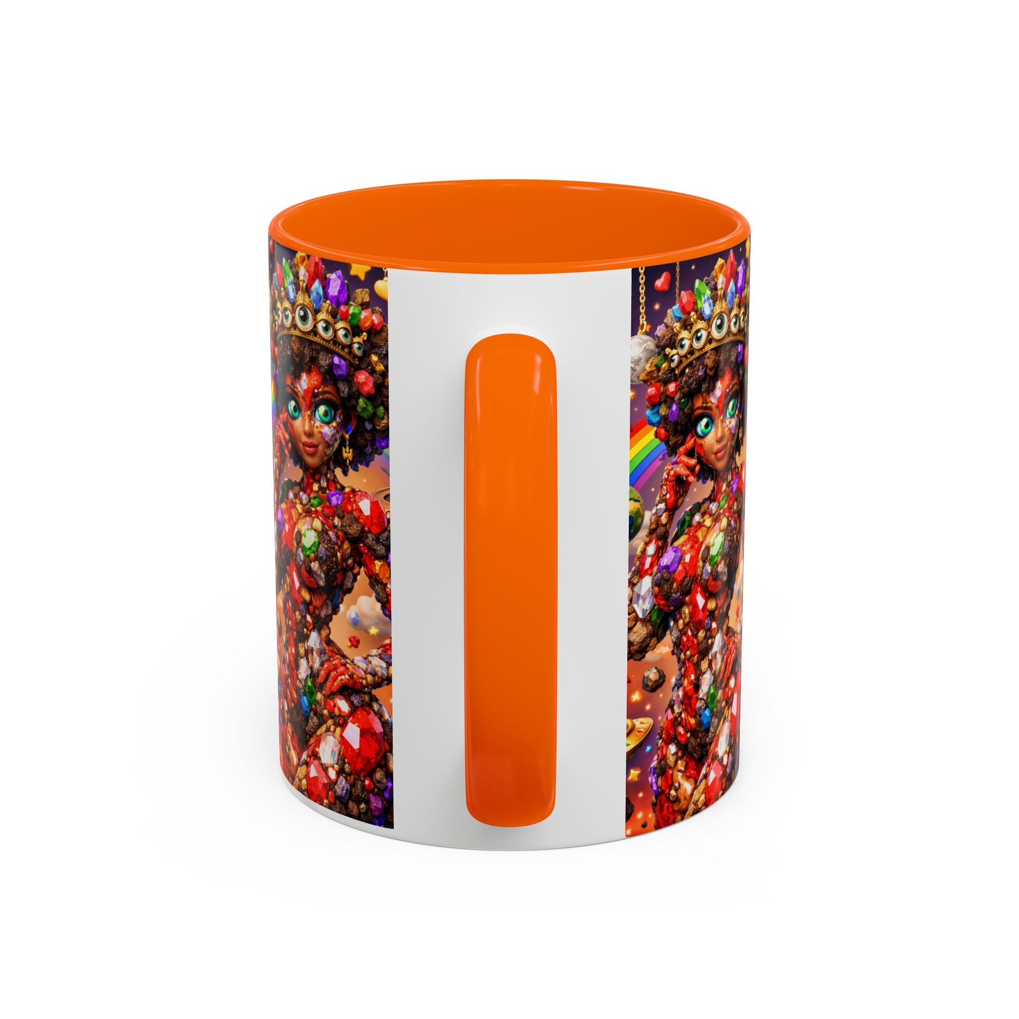 Celestial Candy Goddess Accent Coffee Mug — Colorful Cosmic Fantasy 11/15oz