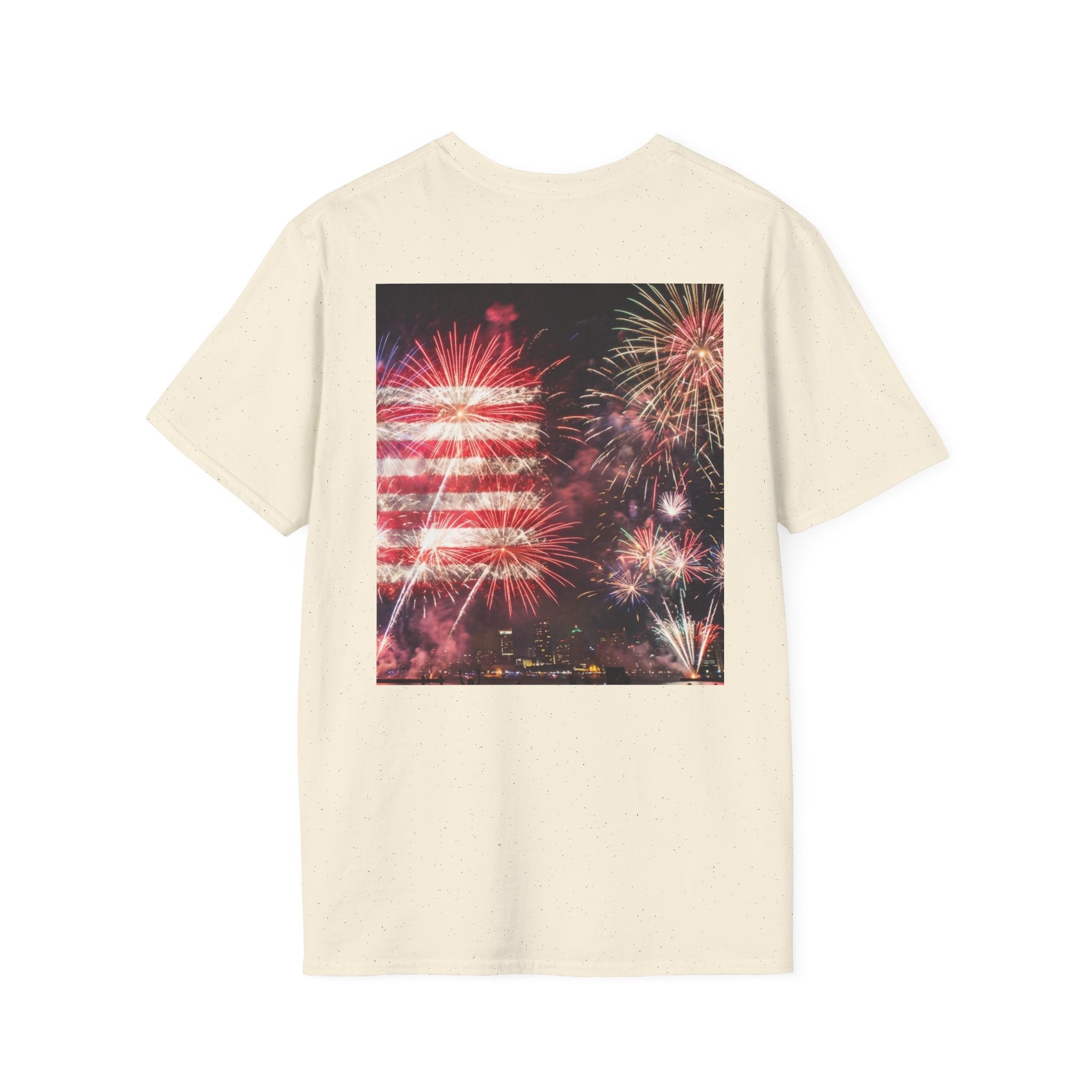 American Flag Fireworks T-Shirt — Betsy Ross Stars & Stripes Patriotic Tee for 4th of July