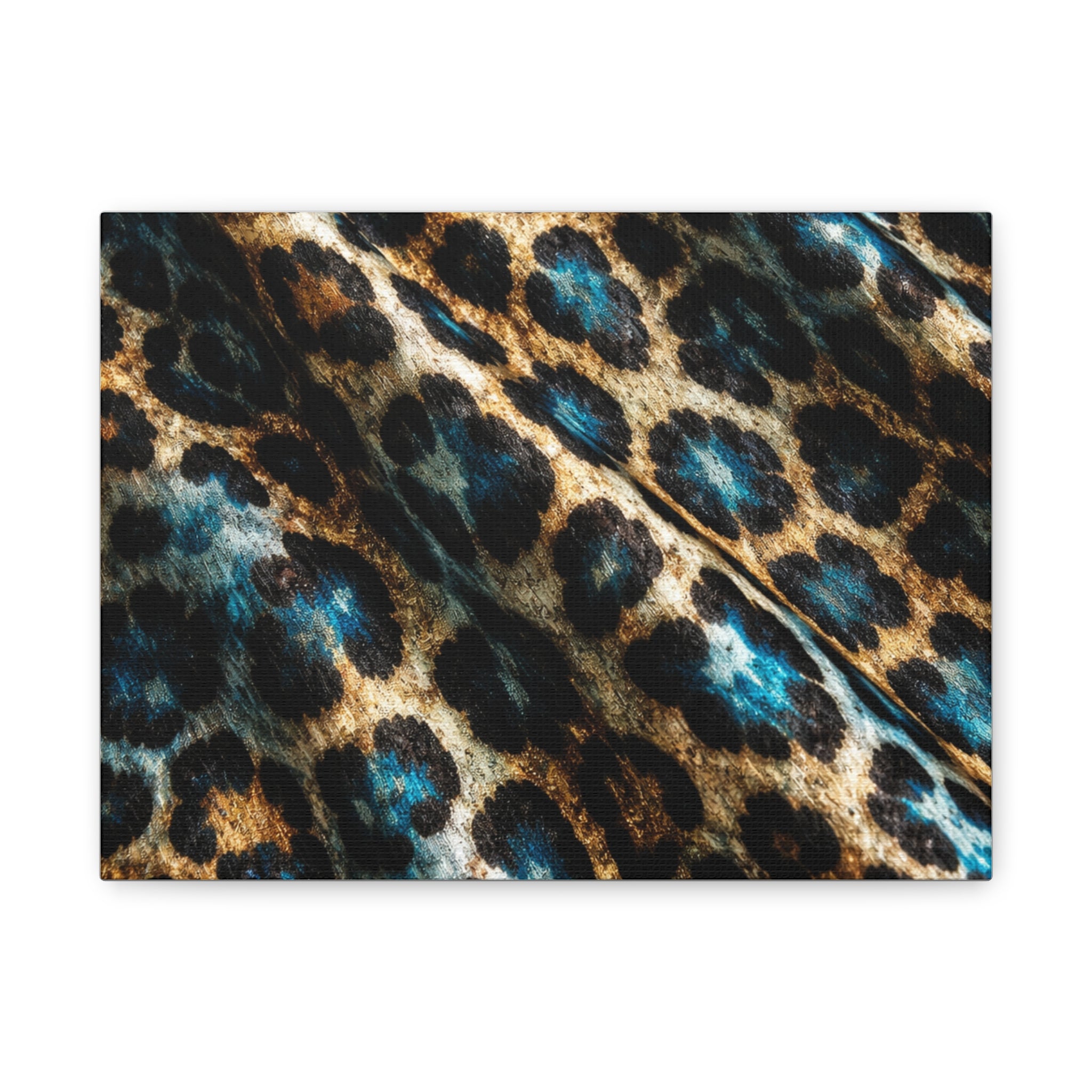 Leopard Print Teal Accent Matte Canvas Wall Art, Stretched 1.25"