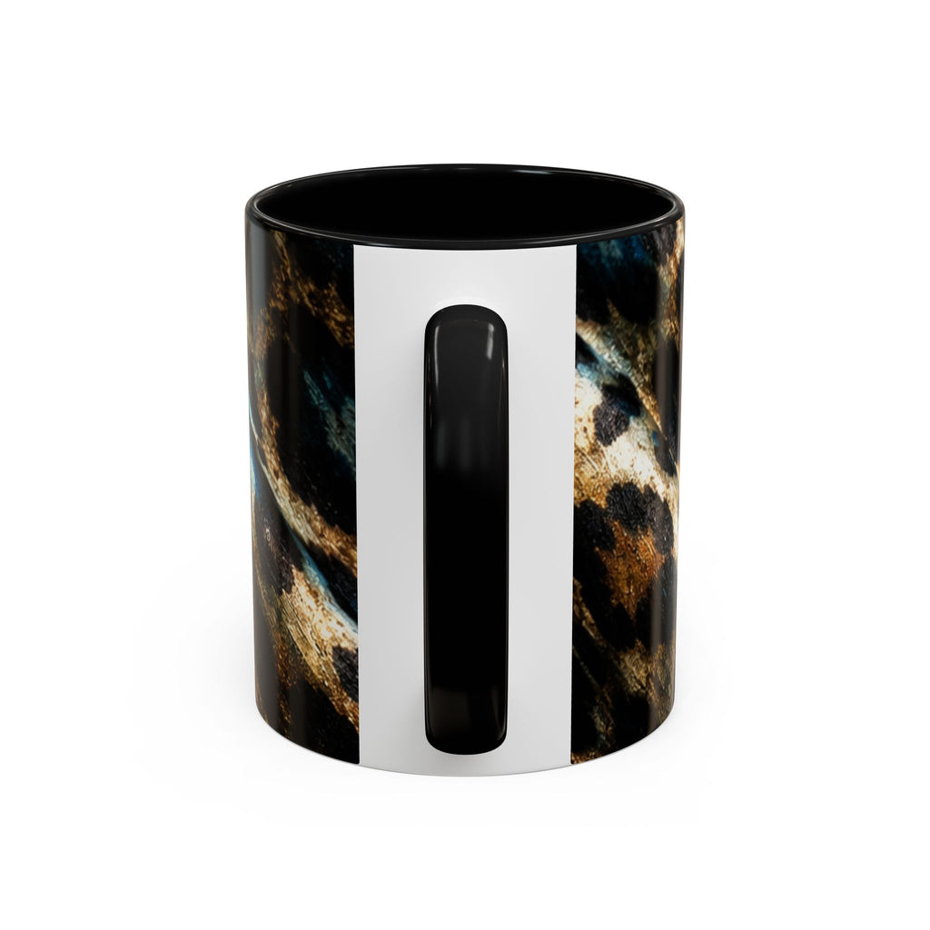 Teal Leopard Accent Coffee Mug — Bold Animal Print Ceramic Mug (11/15 oz)